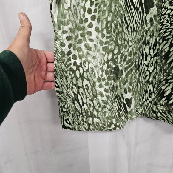 Vintage Cali & York Vest Leopard Mock Neck Zip Green Grunge Punk PM - Picture 13 of 13